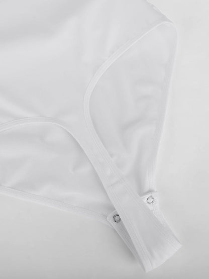 Wholesale Sexy V-neck Overlapping pleated Waist and Tummy Control Antibacterial Crotch Bodysuit