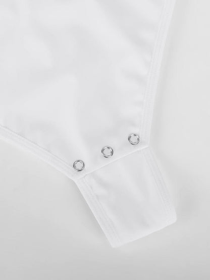 Wholesale Sexy V-neck Overlapping pleated Waist and Tummy Control Antibacterial Crotch Bodysuit