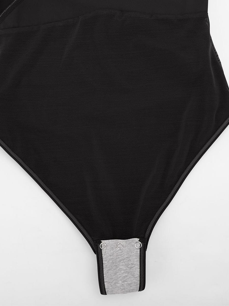 Wholesale Sexy V-neck Overlapping pleated Waist and Tummy Control Antibacterial Crotch Bodysuit