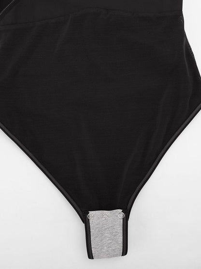 Wholesale Sexy V-neck Overlapping pleated Waist and Tummy Control Antibacterial Crotch Bodysuit