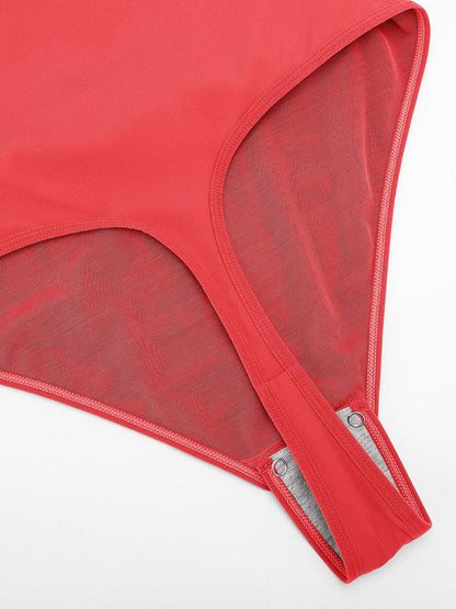 Wholesale Sexy V-neck Overlapping pleated Waist and Tummy Control Antibacterial Crotch Bodysuit