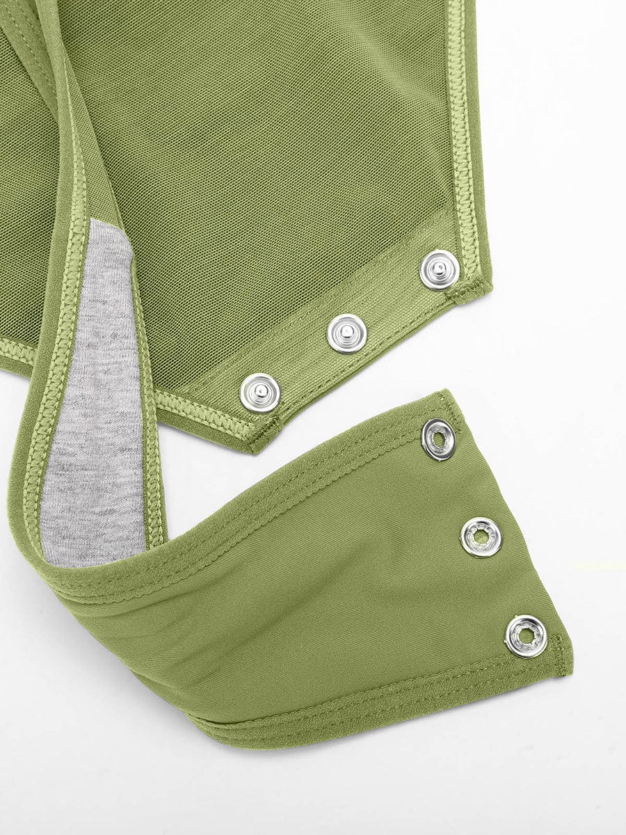 Wholesale Sexy V-neck Overlapping pleated Waist and Tummy Control Antibacterial Crotch Bodysuit